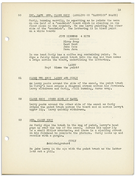 Moe Howard's Personally Owned Three Stooges' Columbia Pictures Script for Their 1944 Film, ''Busy Buddies''